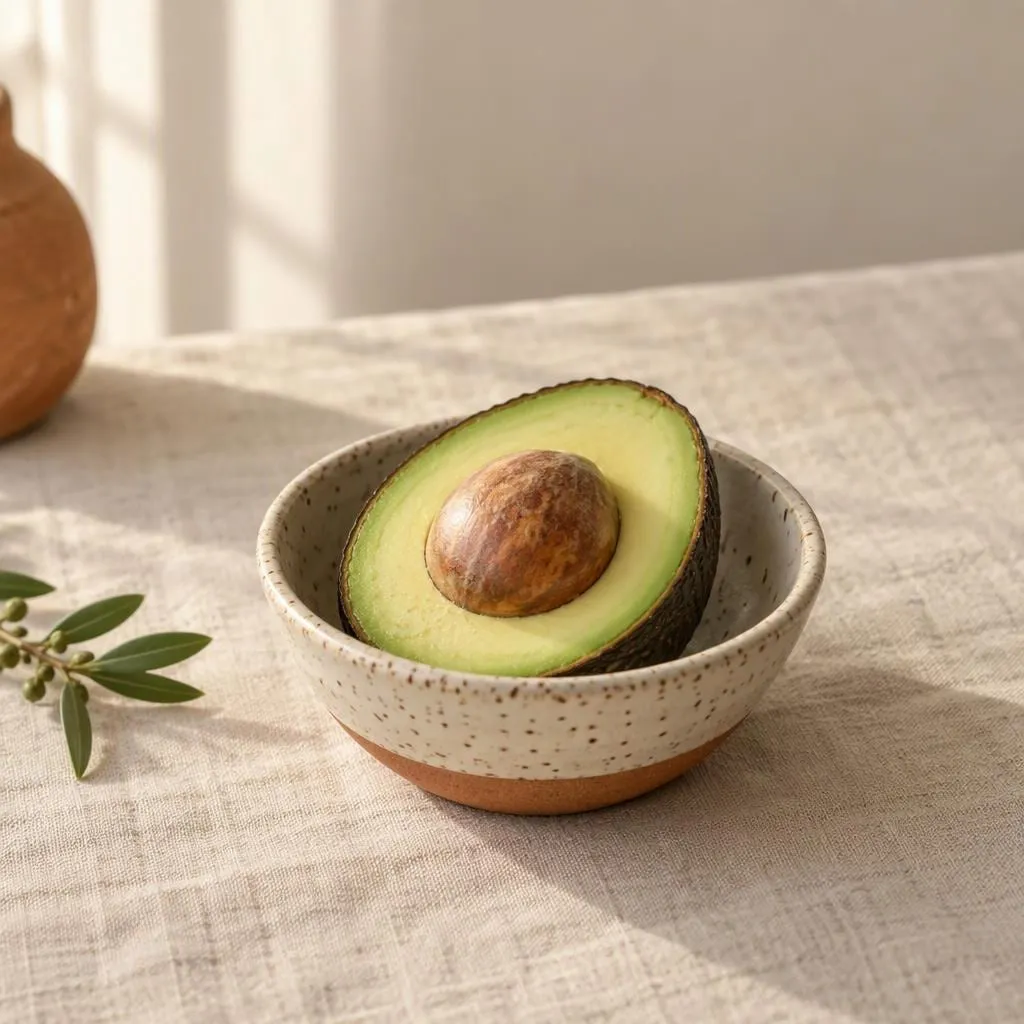 Avocado, angerichtet in einer hellen Keramikschale