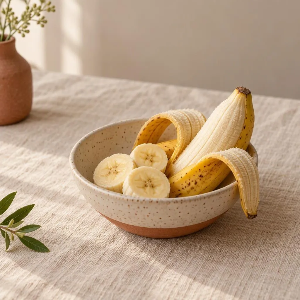 Banane, angerichtet in einer hellen Keramikschale
