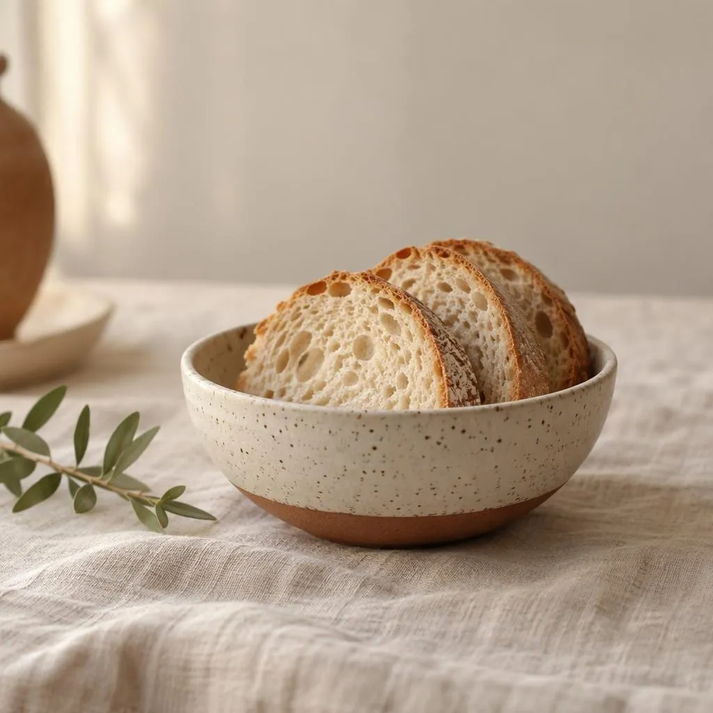 Brot, angerichtet in einer hellen Keramikschale