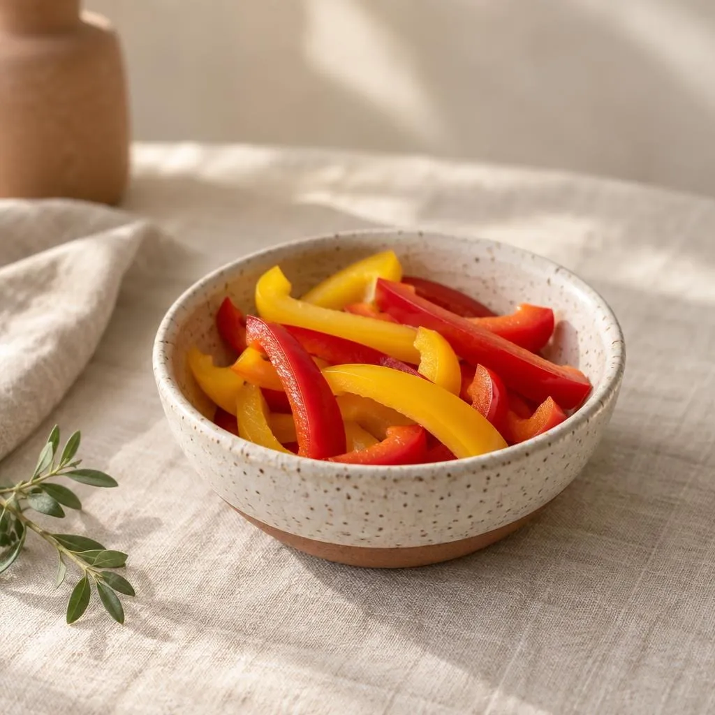 Paprika, angerichtet in einer hellen Keramikschale