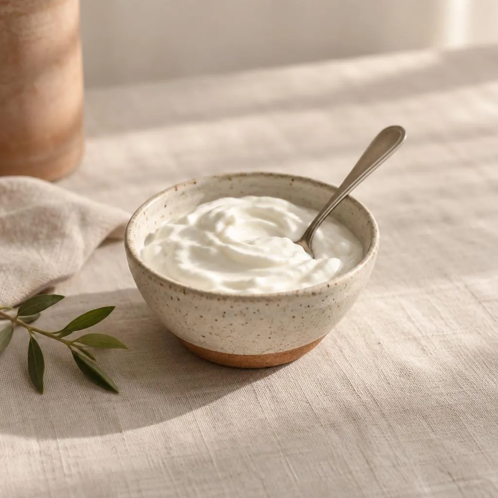 Quark, angerichtet in einer hellen Keramikschale